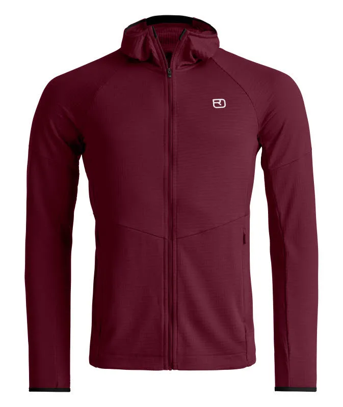Ortovox FLEECE LIGHT GRID HOODY Herren Fleece-Hoodie rot