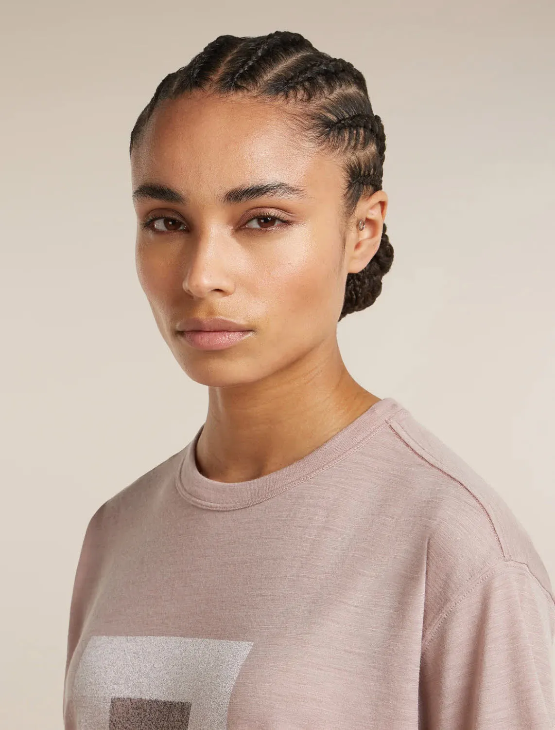 Icebreaker 150 Tech Lite Relaxed T-Shirt Mountain Shift Damen Funktionsshirt pink quartz