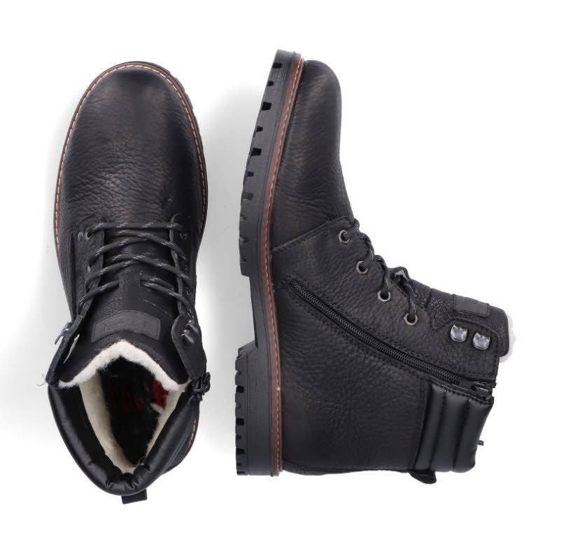 Rieker Herren Stiefelette Schnürstiefel Schnürer Gefüttert Modeschuh schwarz