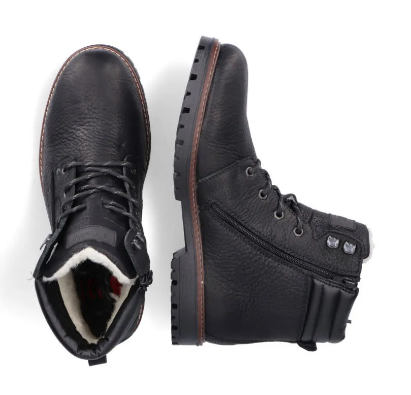 Rieker Herren Stiefelette Schnürstiefel Schnürer Gefüttert Modeschuh schwarz