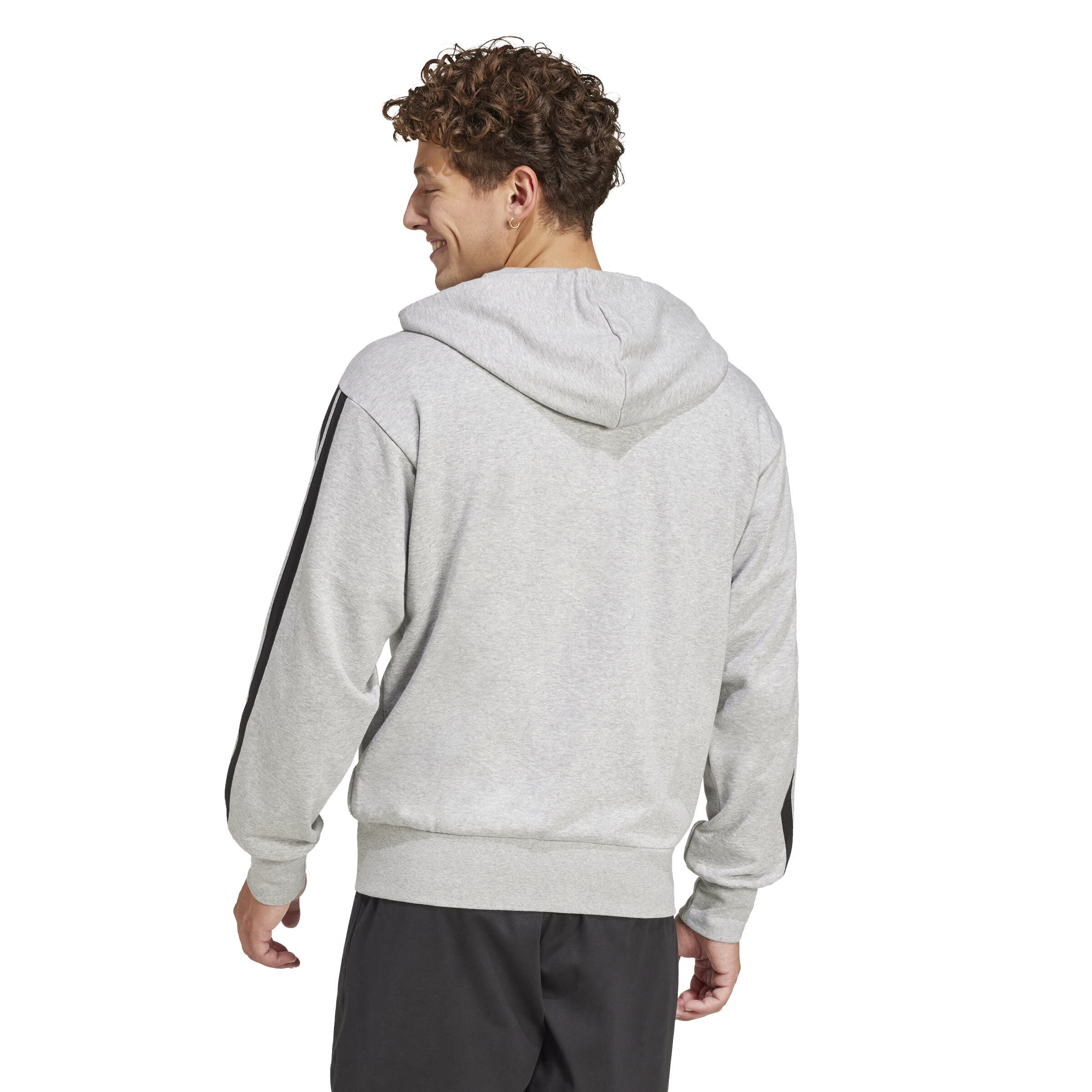 adidas Essentials 3-Streifen French Terry Kapuzenjacke Herren grau
