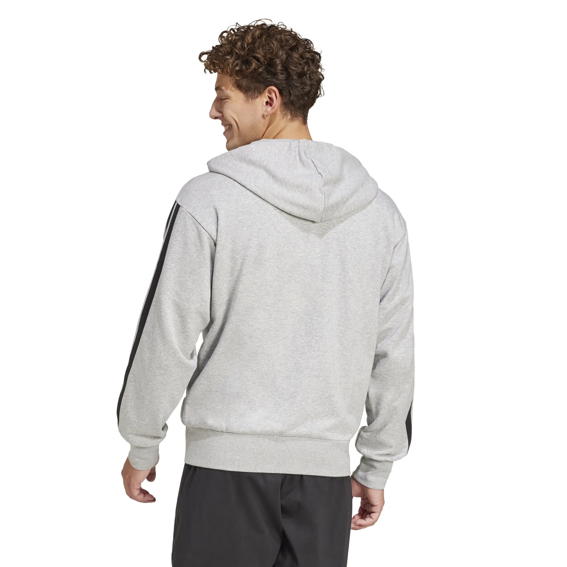 adidas Essentials 3-Streifen French Terry Kapuzenjacke Herren grau