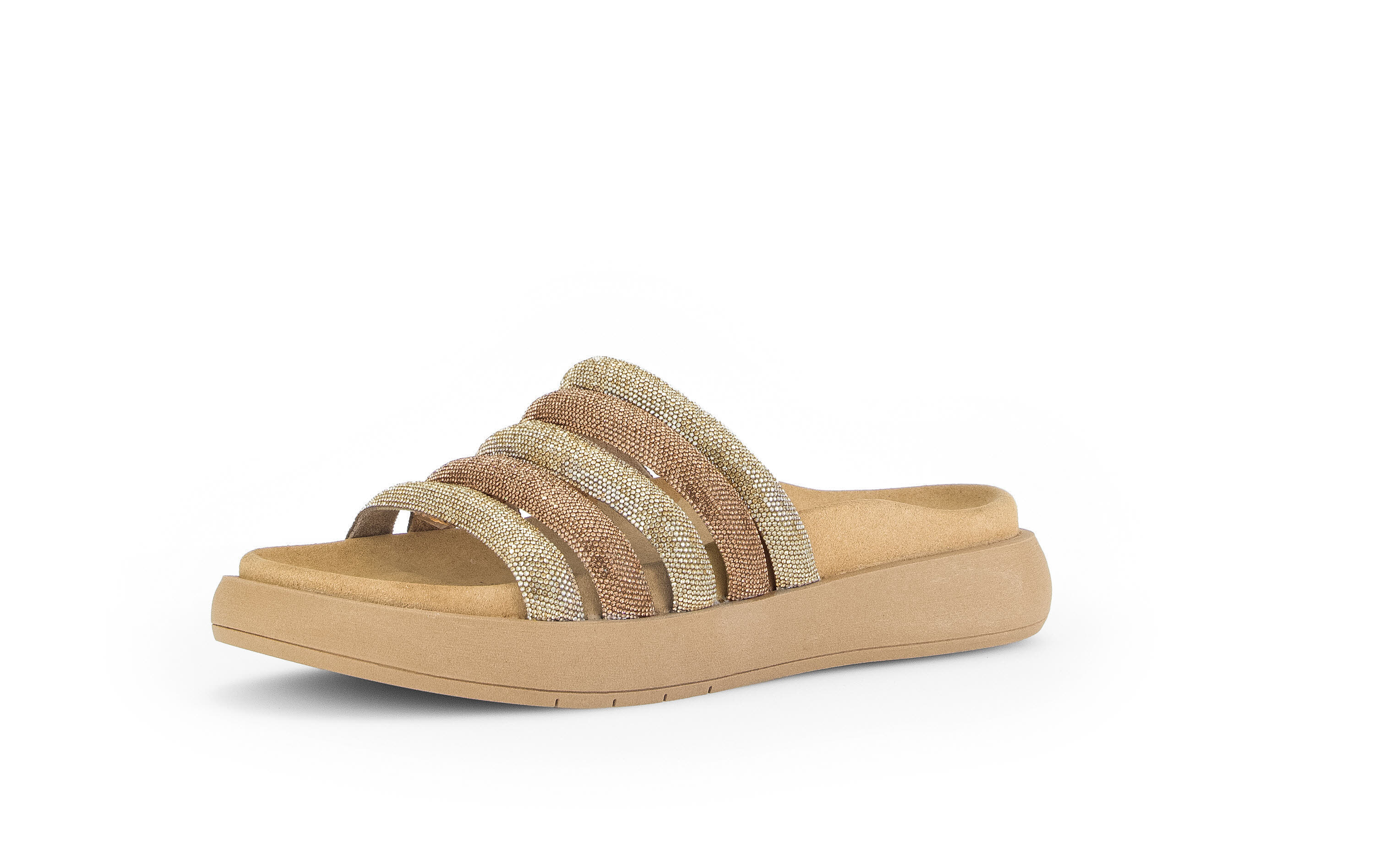 Gabor Damen Strass HT Pantolette gold combi beige