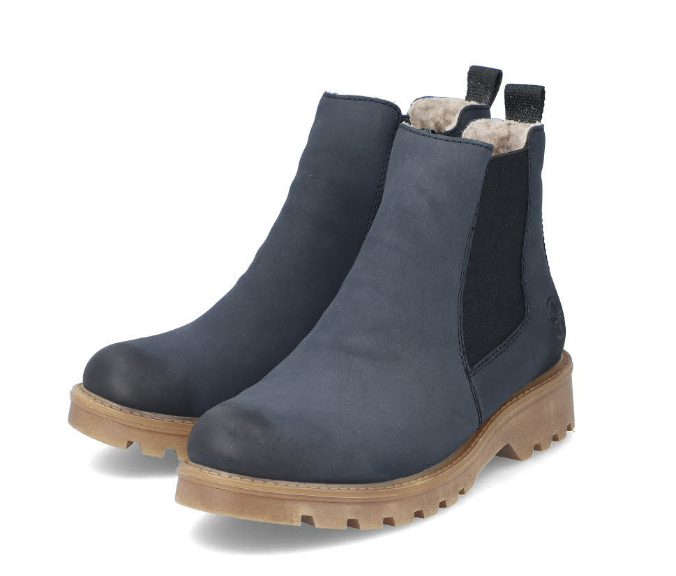 Rieker Damen Chelsea Boots Stiefeletten gefüttert atlantikblau
