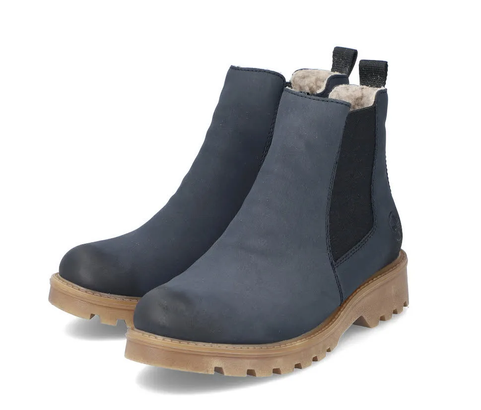 Rieker Damen Chelsea Boots Stiefeletten gefüttert atlantikblau