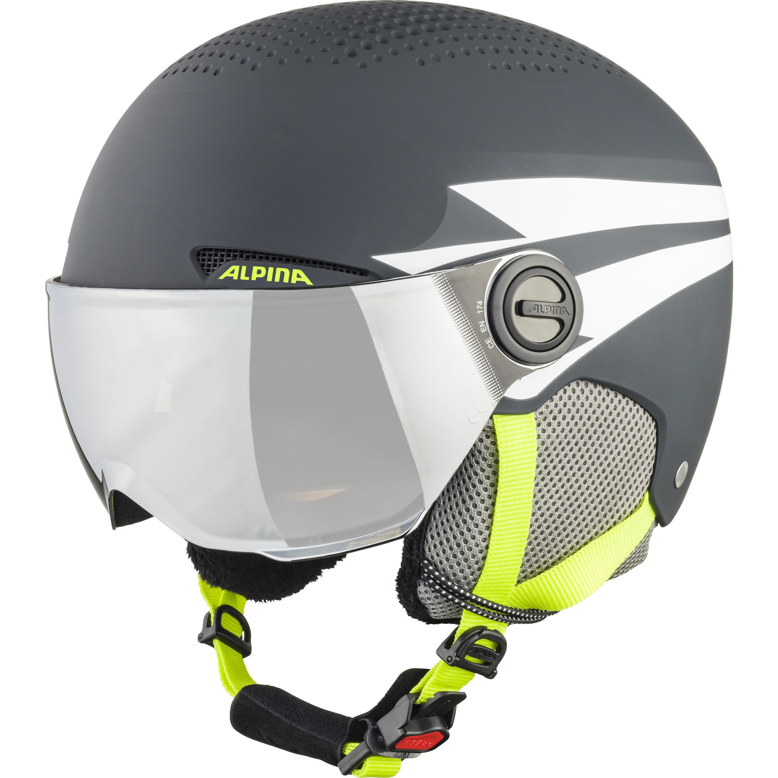 Alpina Zupo Visor Visierhelm Junior Skihelm Snowboardhelm charcoal neon matt NEU