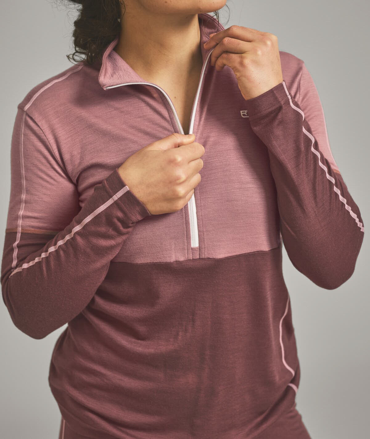 Ortovox 185 Rock”n”wool Zip Neck Damen Midlayer Skirolli rosa