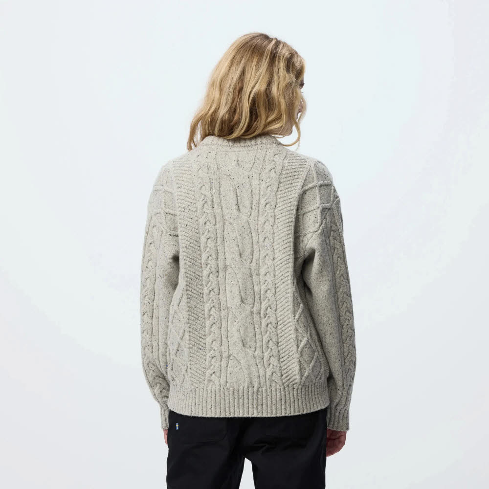 Fjällräven Övik Cable Knit Damen Strickpullover Wollsweater beige