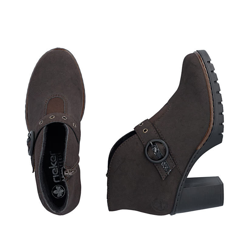 Rieker Damen Stiefeletten Slipper braun