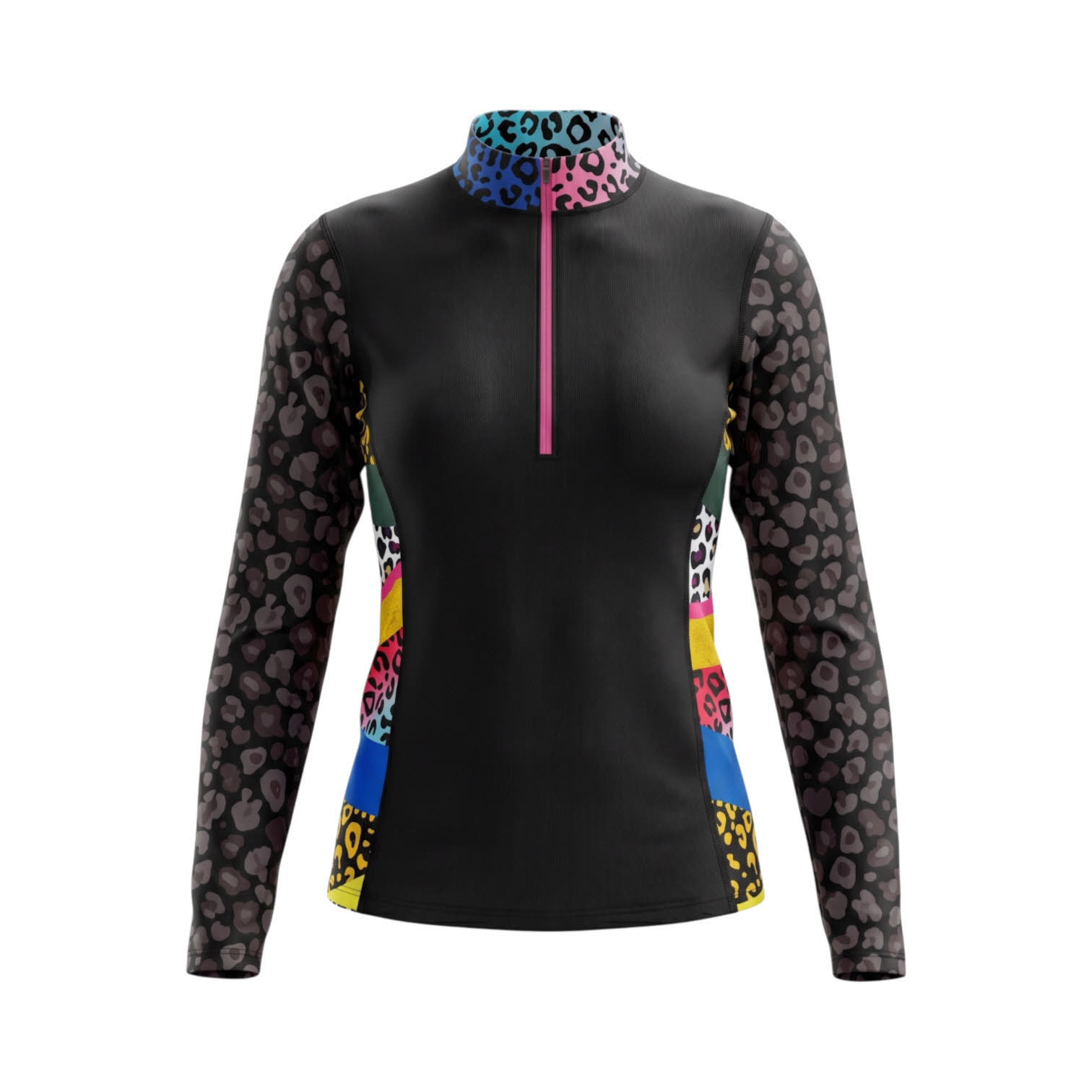 FreiSein Project SNOW TRACES Damen Skirolli Midlayer Funktionsshirt schwarz gemustert
