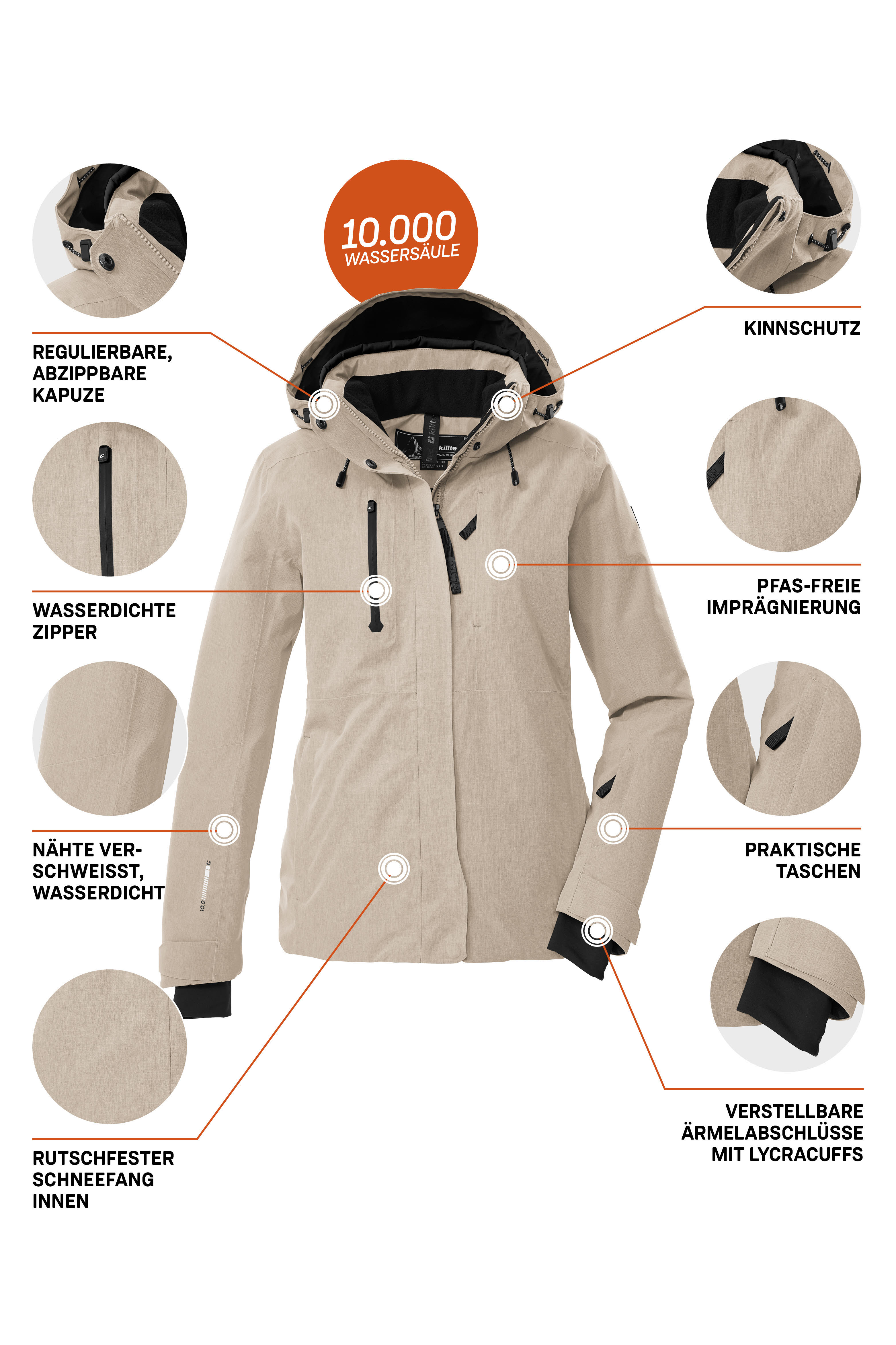 Killtec Ksw 35 Skijacke Winterjacke Damen beige