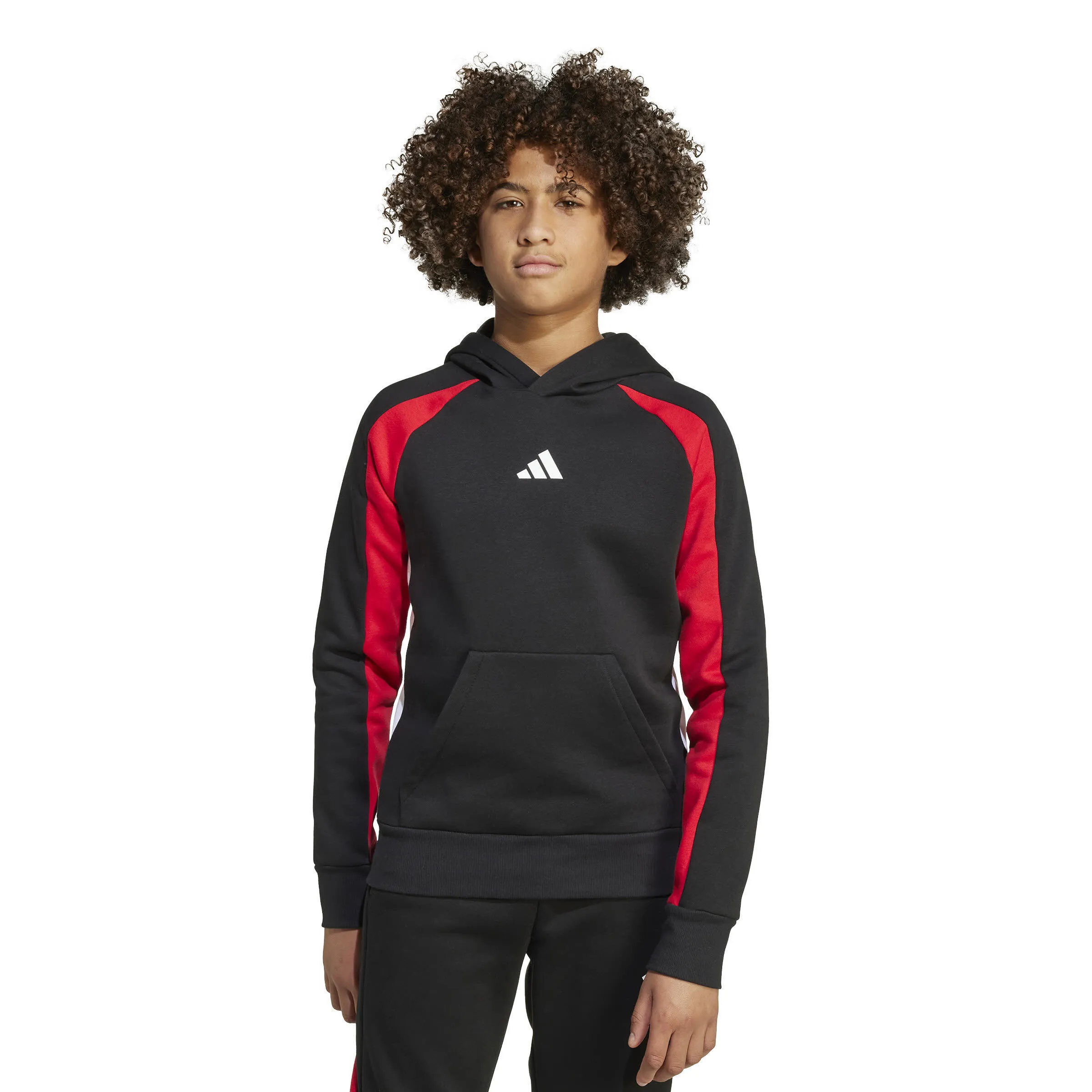 adidas Seasonal Essentials Colorblock Kinder Hoodie schwarz/rot