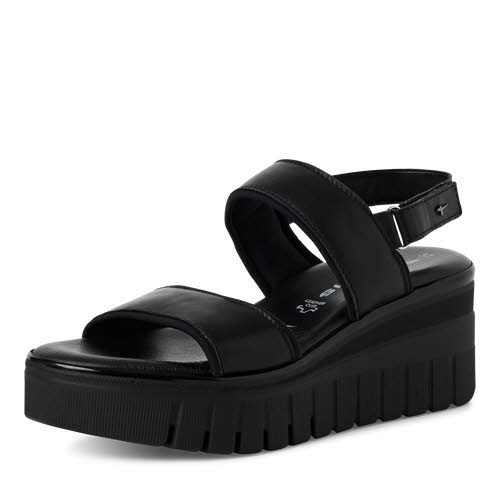 Tamaris Damen Sandalen Keilsandalette Plateausandalette schwarz