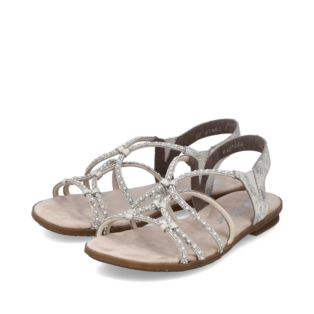Rieker FSK Damen Sandalen Sandaletten beige/gold