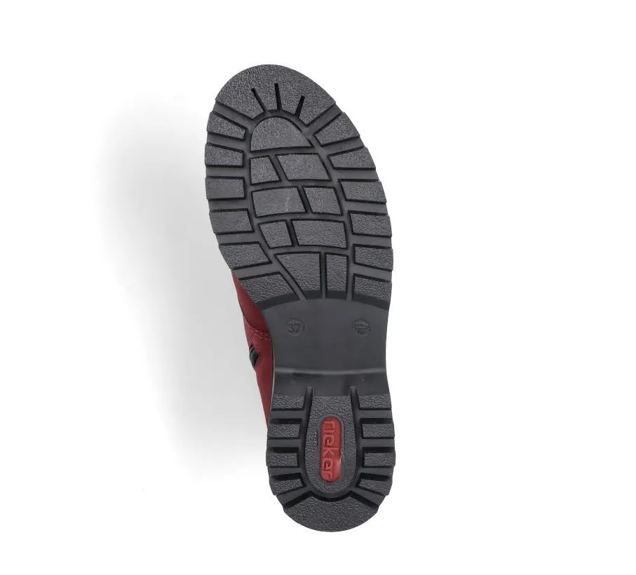 Rieker Damen Schnürstiefel Stiefelette Schnürer gefüttert rubinrot