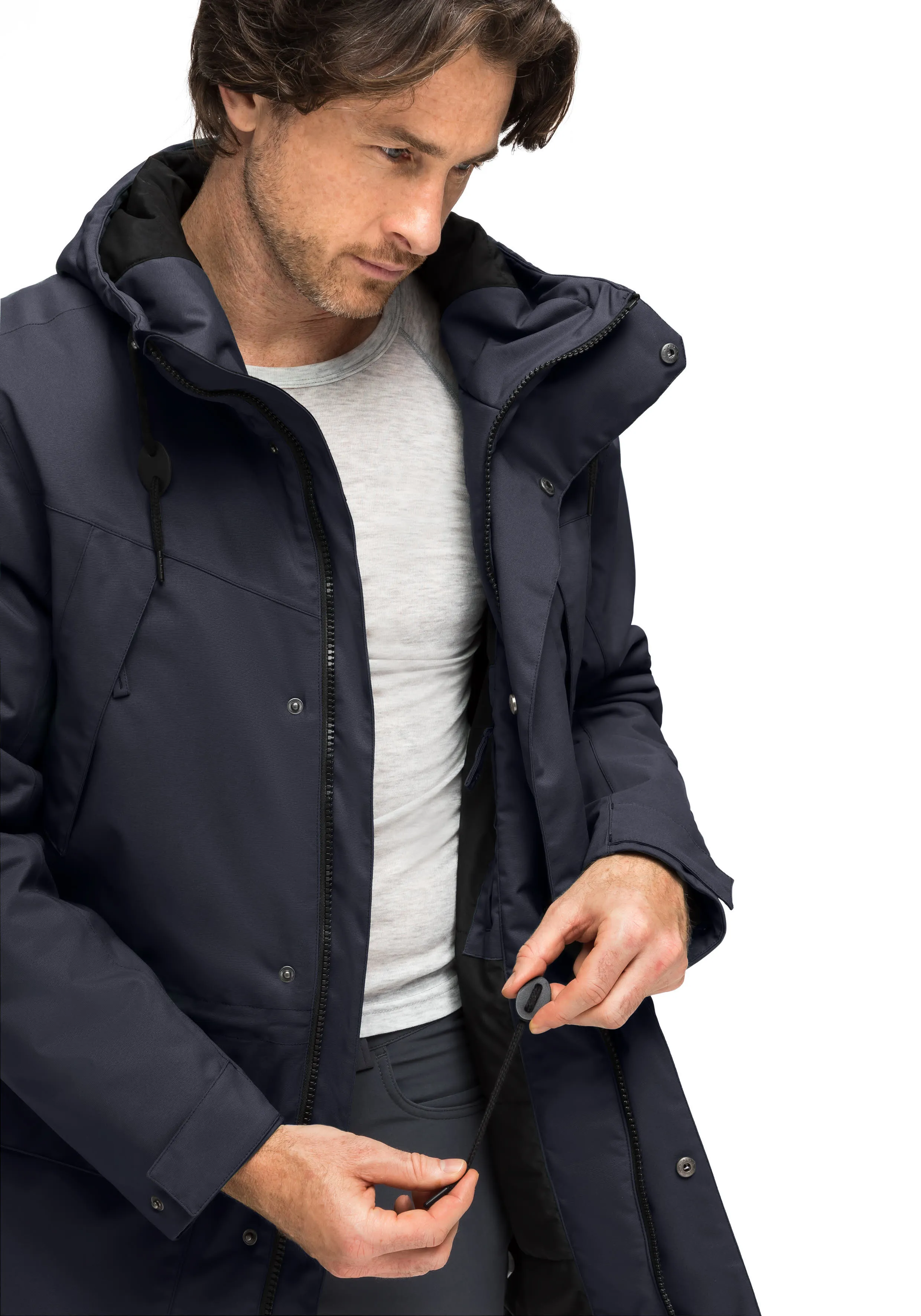 Maier Sports Herren Freizeitmantel Kapuzenjacke Outdoorjacke schwarz