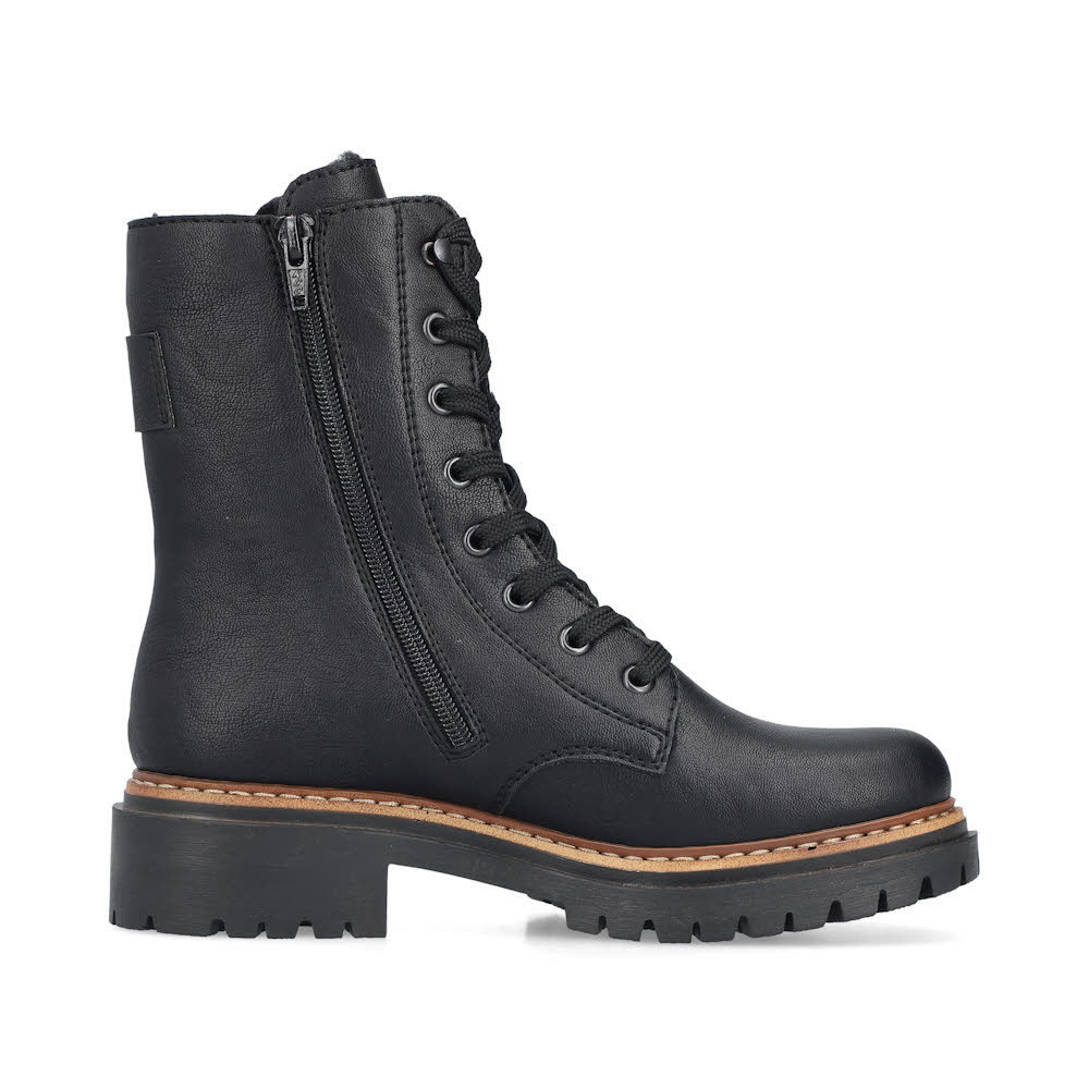 Rieker Damen Schnürstiefel Freizeitstiefel Stiefelette gefüttert schwarz