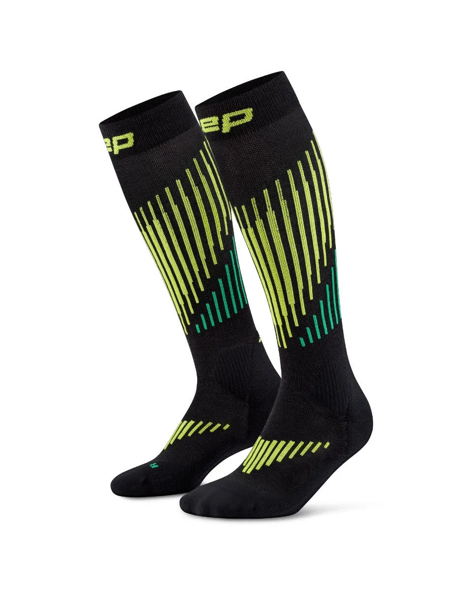 CEP Ski Touring Merino Socks Tall 3.0 Damen Skisocken black/lime