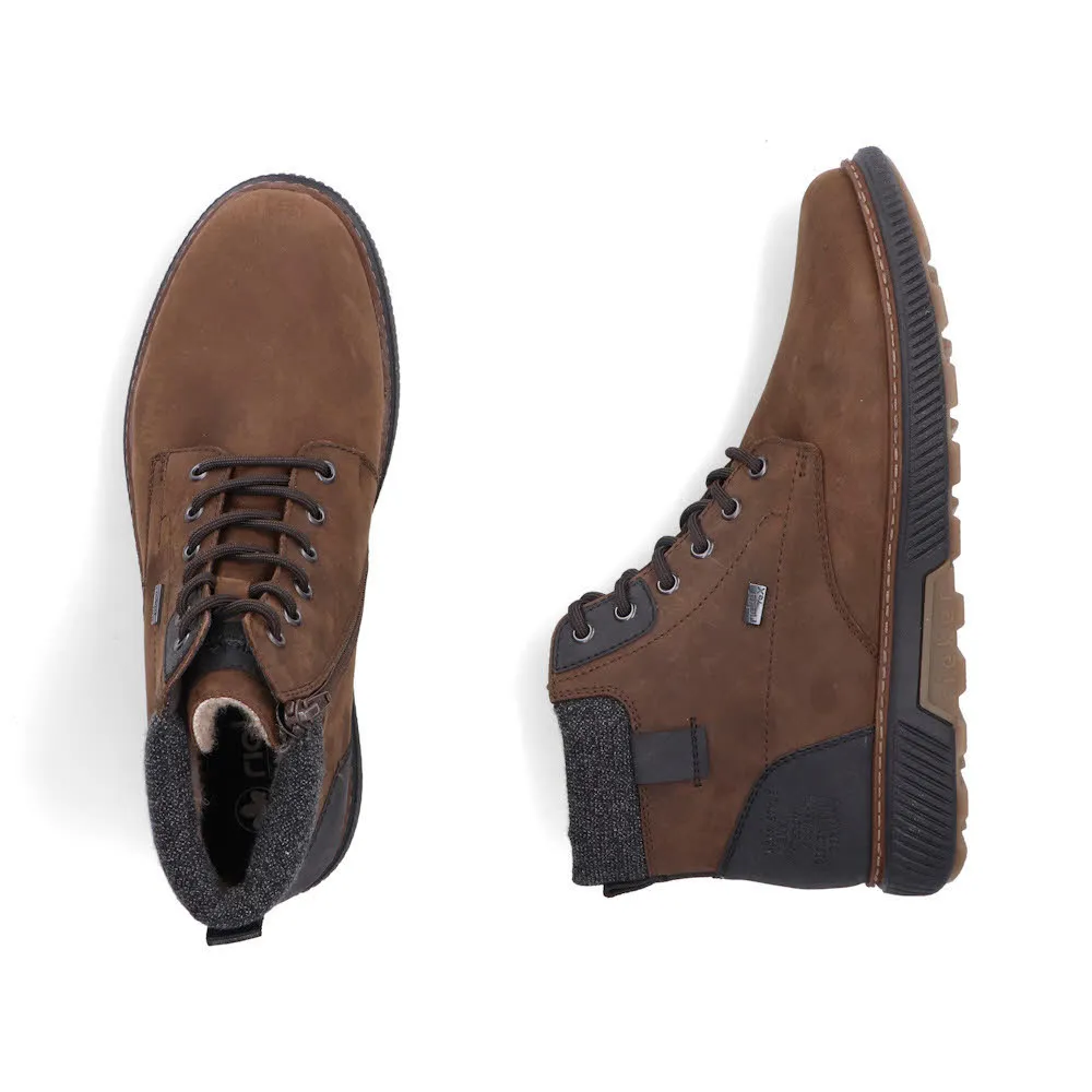 Rieker Herren Schnürstiefel Freizeitstiefel Stiefelette gefüttert braun