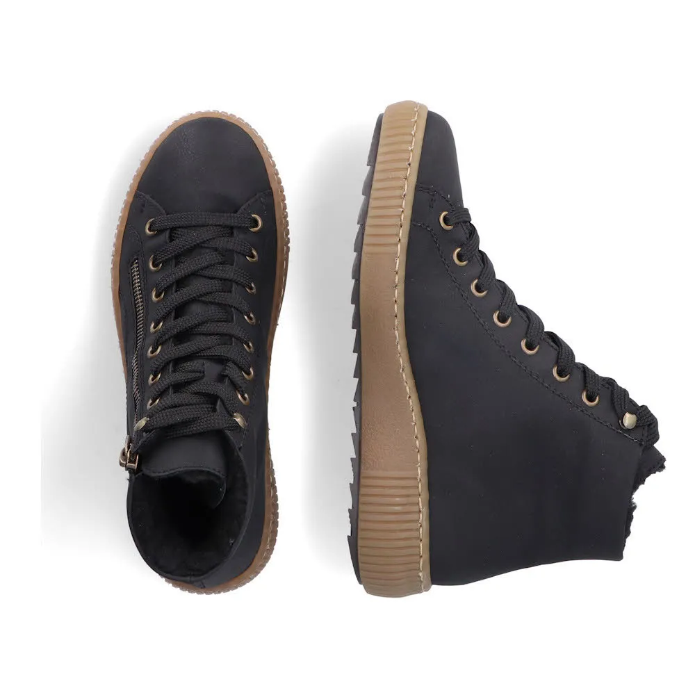 Rieker Damen Schnürstiefel Stiefeletten schwarz
