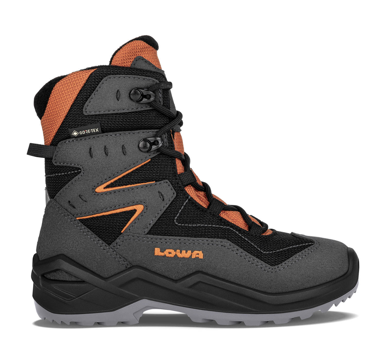 Lowa LINO GTX High Kinder Winterstiefel dunkelgrau orange