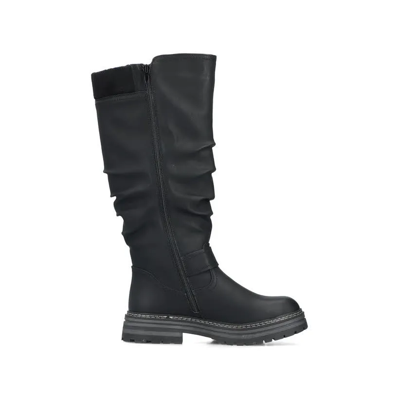 Rieker Hochschaftstiefel Damen Freizeitstiefel Stiefelette gefüttert schwarz