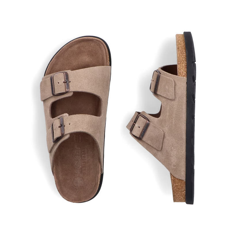 Rieker FSK Herren Pantoletten Hausschuhe Sandalen beige
