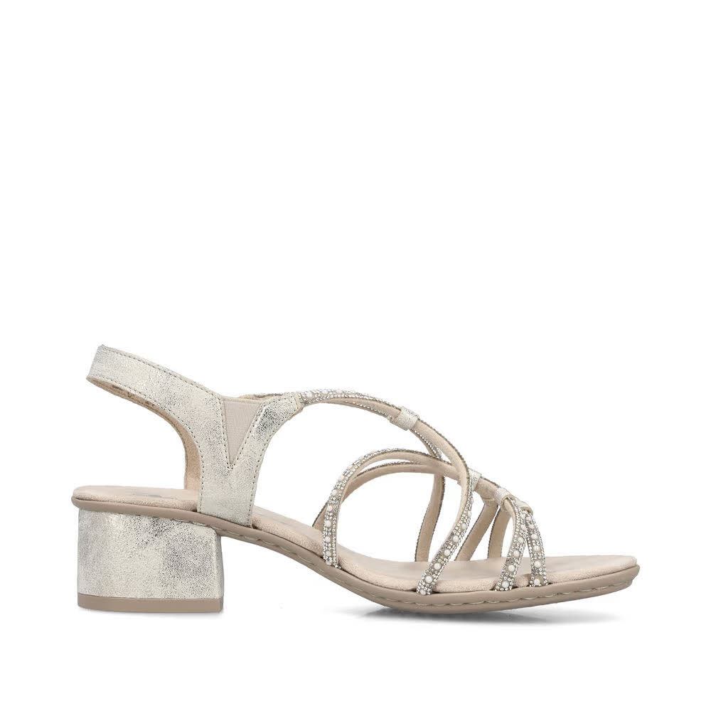 Rieker FSK Damen Riemchensandaletten Sandalette beige-gold