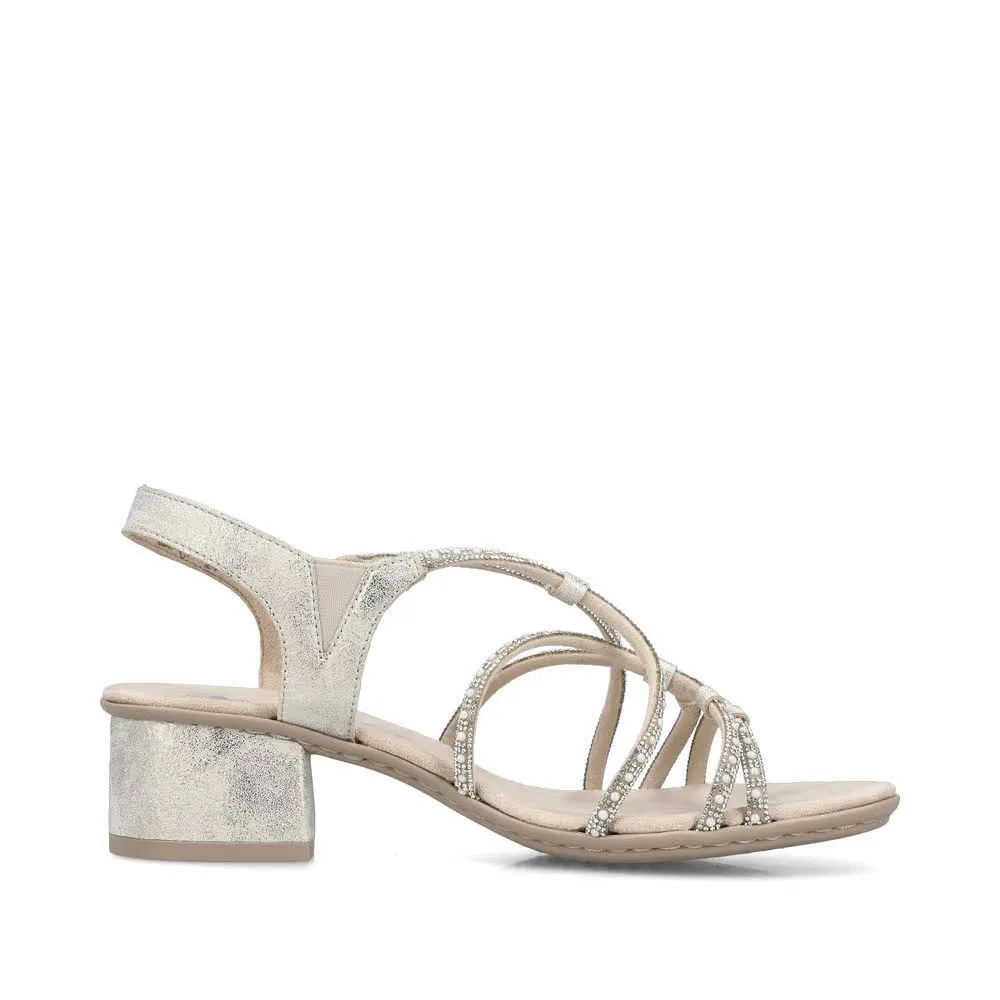 Rieker FSK Damen Riemchensandaletten Sandalette beige-gold