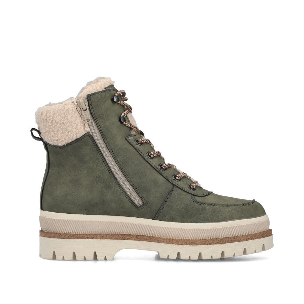 Rieker Damen Stiefelette Schnürstiefel Kurzstiefel gefüttert liane/beige
