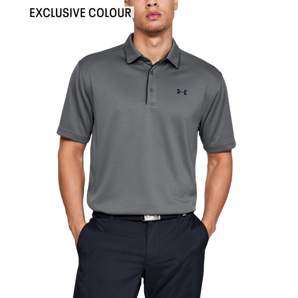 Under Armour Tech Polo BLK Herren Poloshirt T-Shirt Funktionsshirt grau