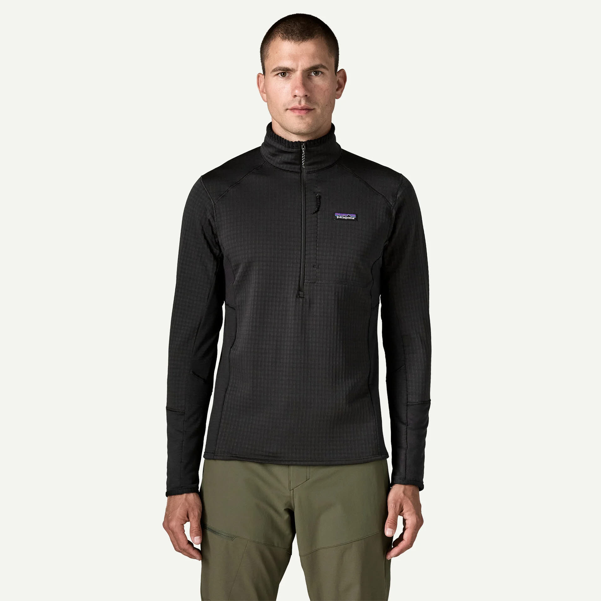 Patagonia R1 P/O Herren Fleecepullover Midlayer schwarz