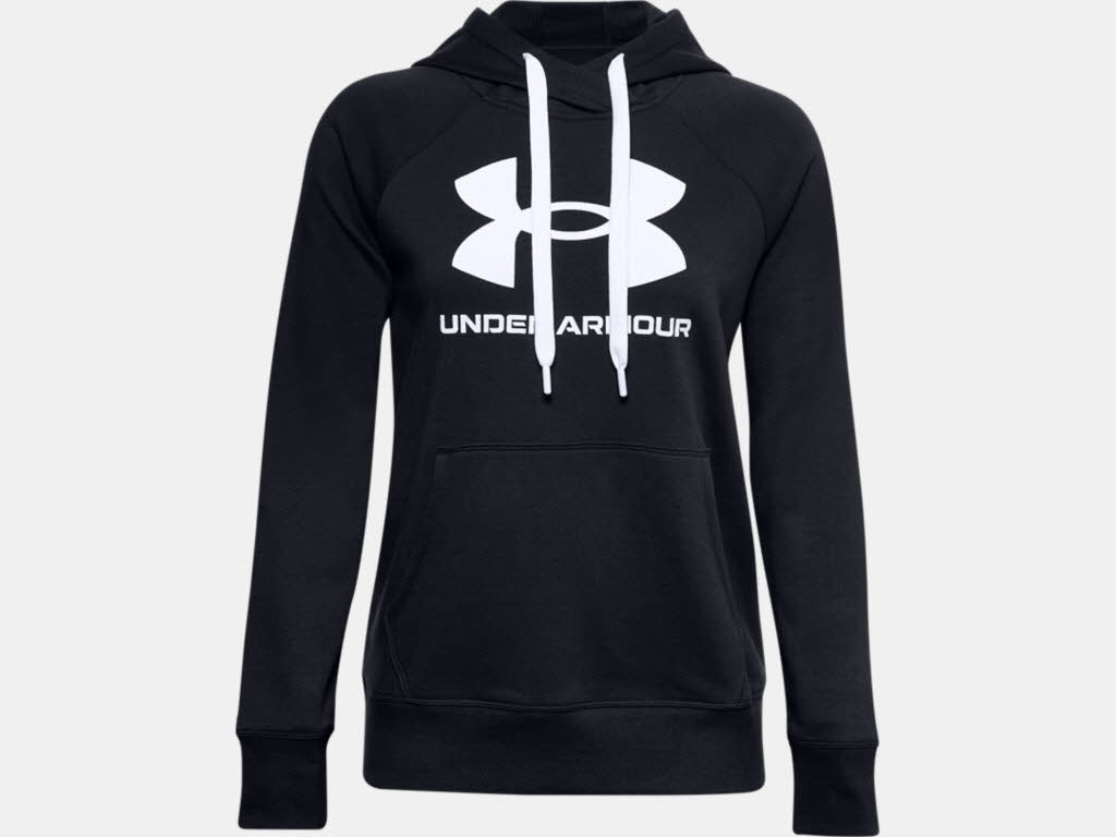 Under Armour Rival Fleece Logo Hoodie Damen Kapuzenpullover schwarz NEU