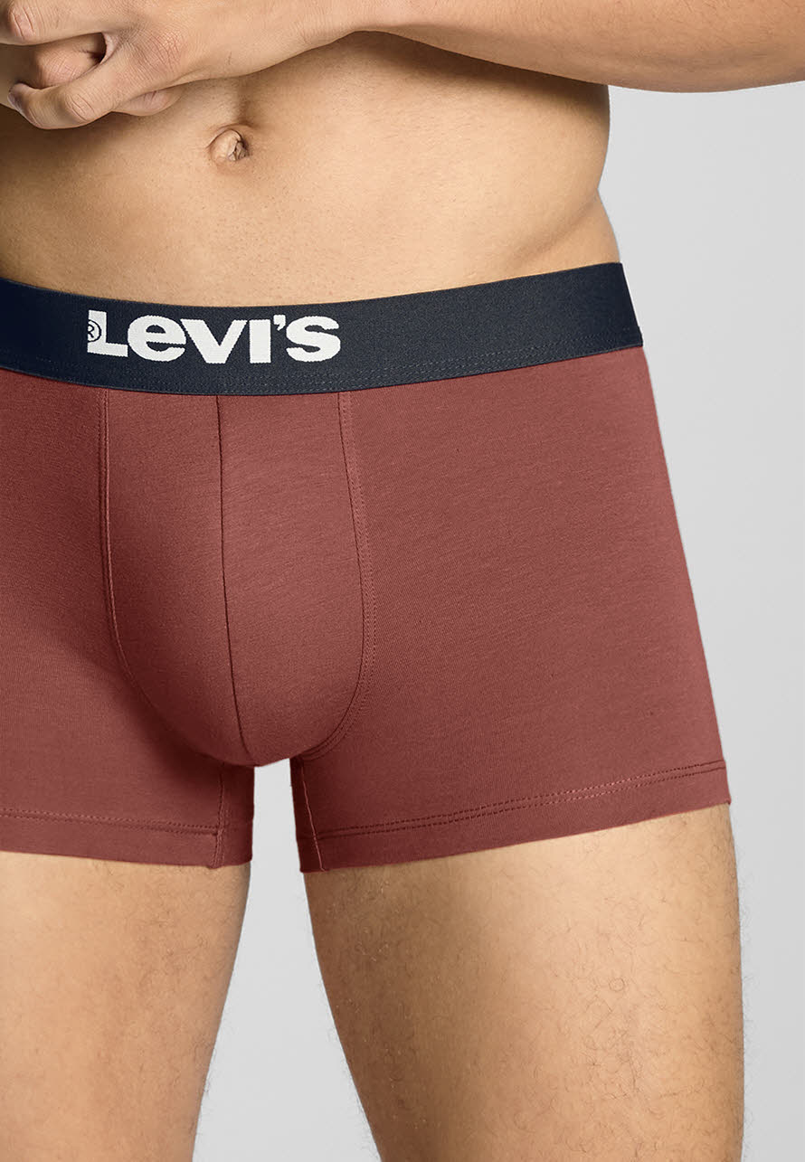 Levis Men Solid Basic Herren Boxershorts 2 Stück schwarz/rot