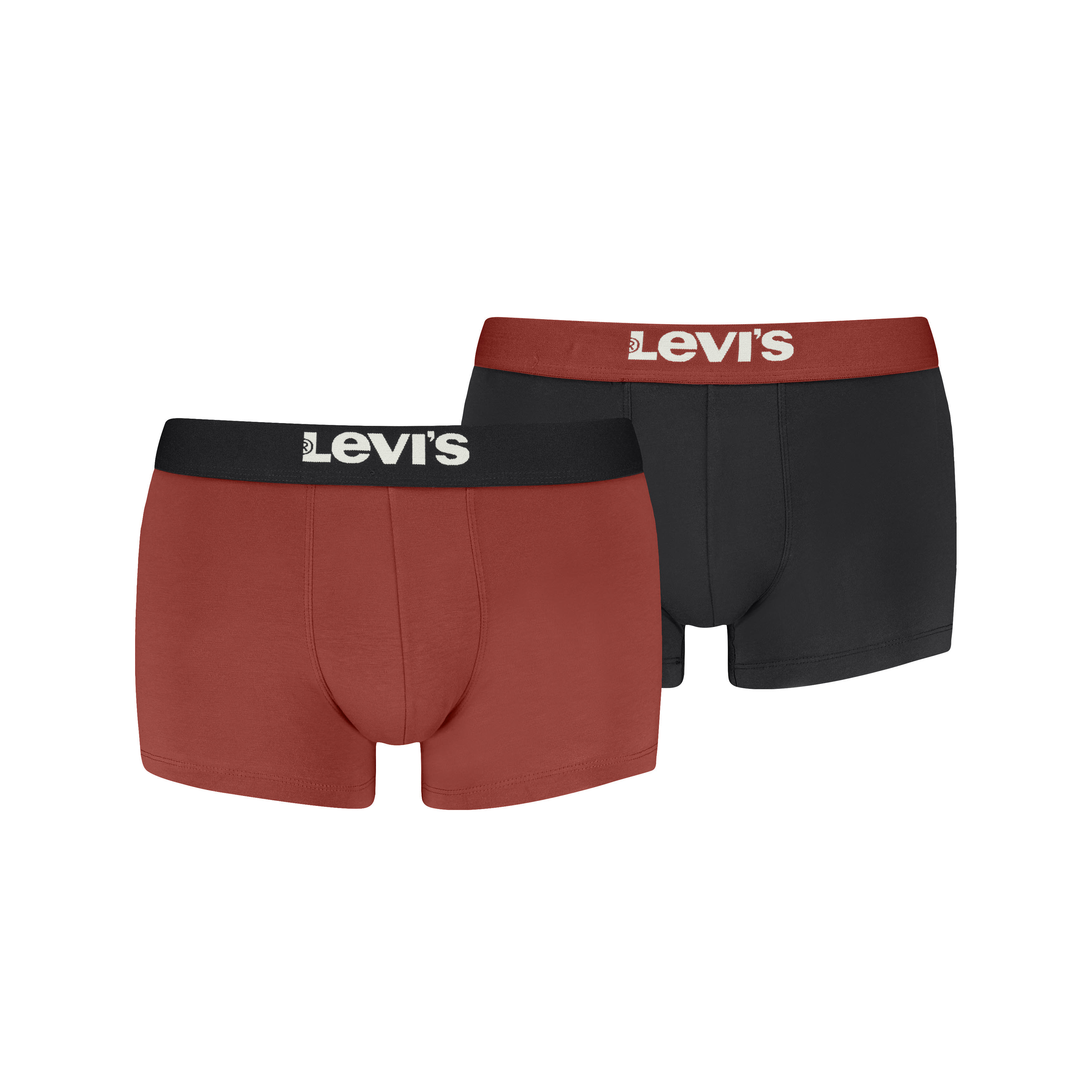 Levis Men Solid Basic Herren Boxershorts 2 Stück schwarz/rot