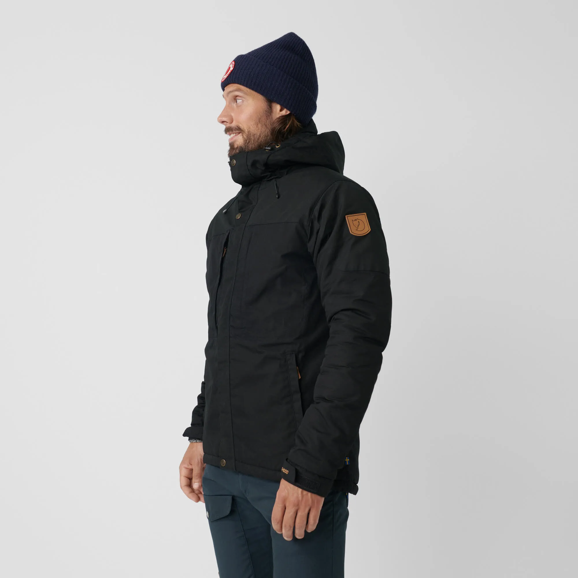 Fjällräven HE Skogsö Padded Jacket Herren Freizeitjacke Langarm Kapuze modisch warm Alltag Freizeit schwarz NEU