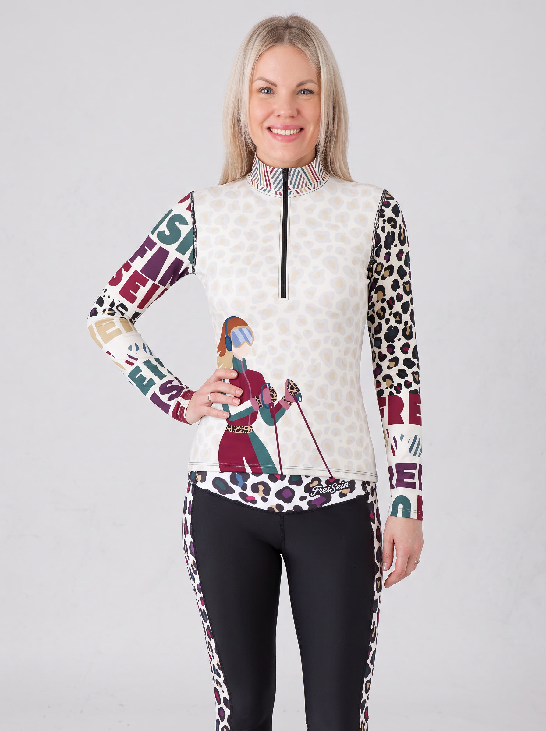 FreiSein Project SOCOLD Damen Skirolli Midlayer beige gemustert