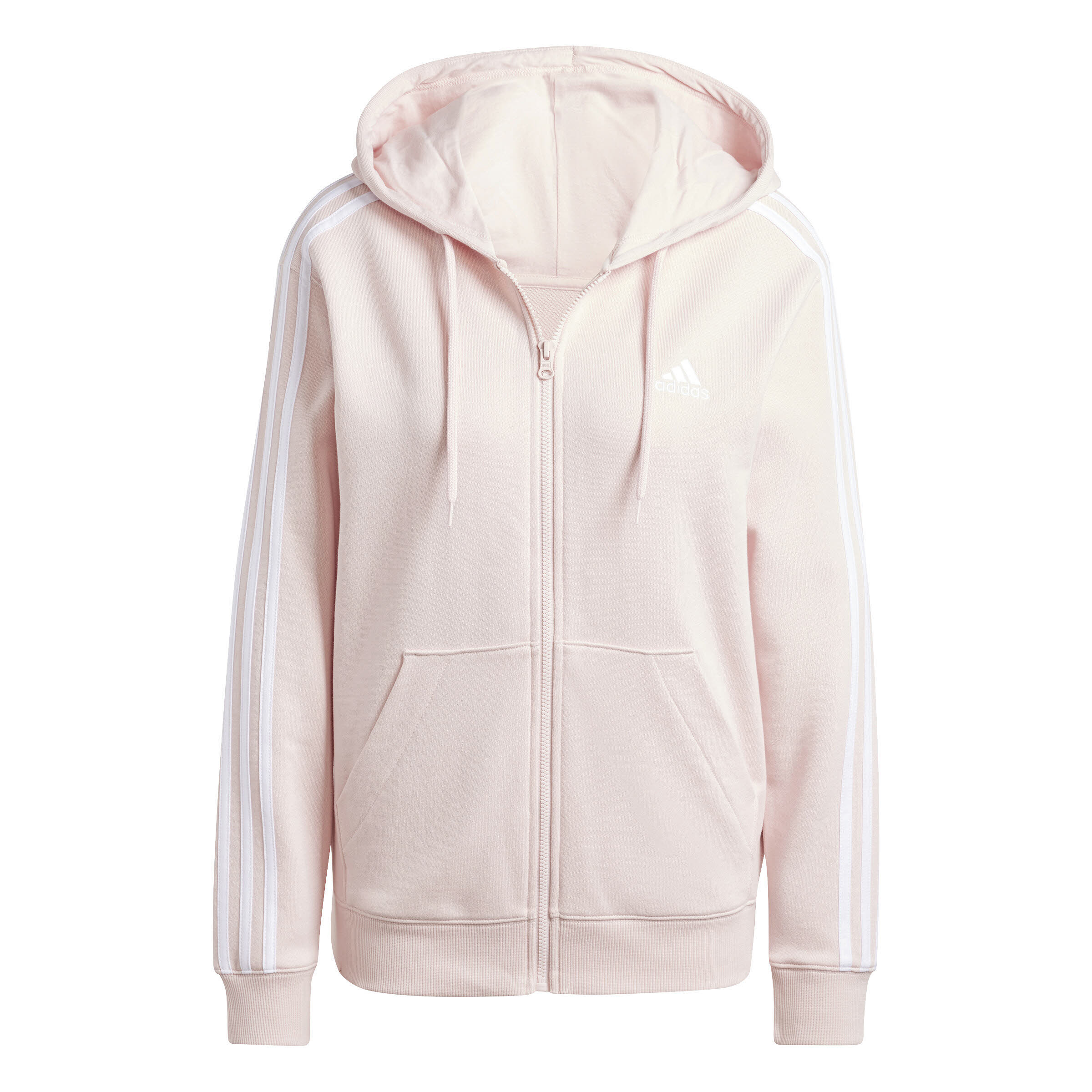 adidas Essentials 3-Streifen French Terry Regular Sweatjacke Kapuzenjacke Damen rosa