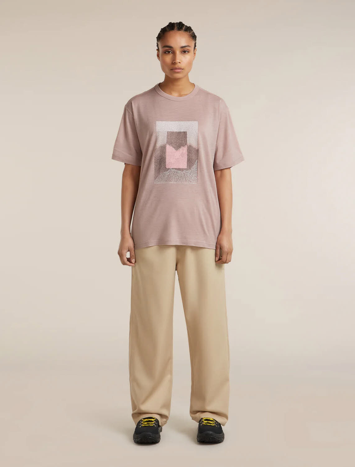 Icebreaker 150 Tech Lite Relaxed T-Shirt Mountain Shift Damen Funktionsshirt pink quartz
