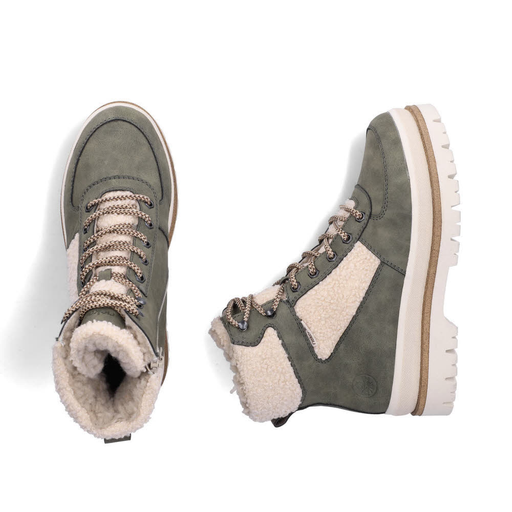 Rieker Damen Stiefelette Schnürstiefel Kurzstiefel gefüttert liane/beige
