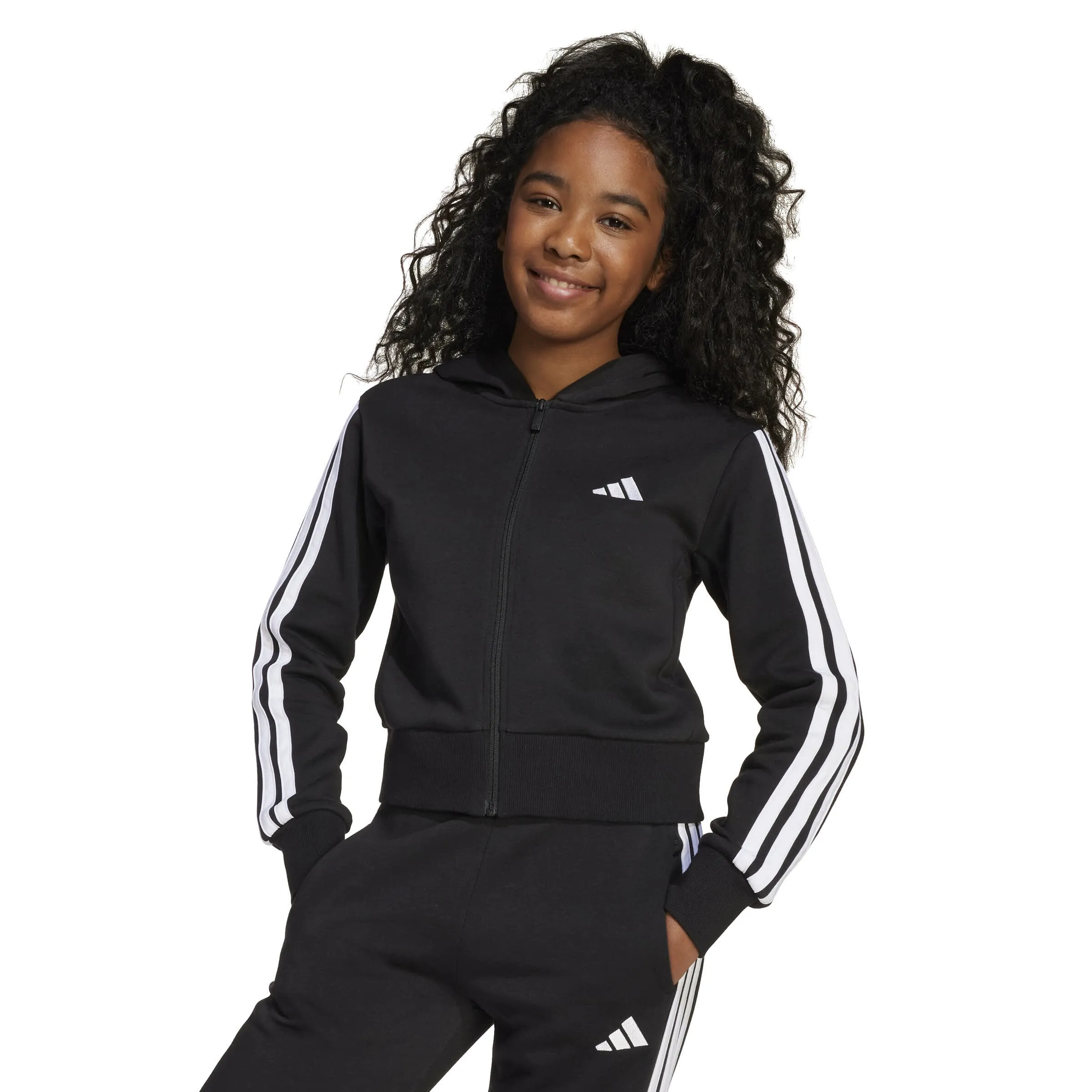 Adidas JG 3S FL TS 240 Kinder Trainingsanzug schwarz/weiß