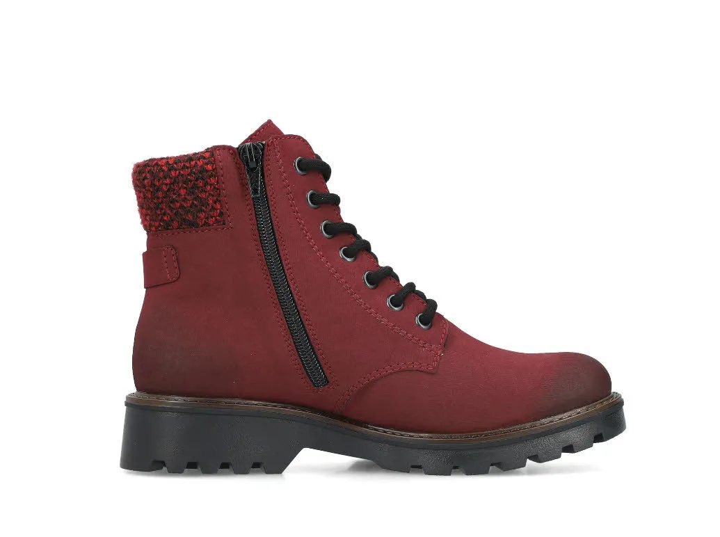Rieker Damen Schnürstiefel Stiefelette Schnürer gefüttert rubinrot