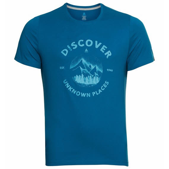 Odlo Nikko Print T-Shirt Funktionsshirt Outdoor Wandern Herren blau NEU