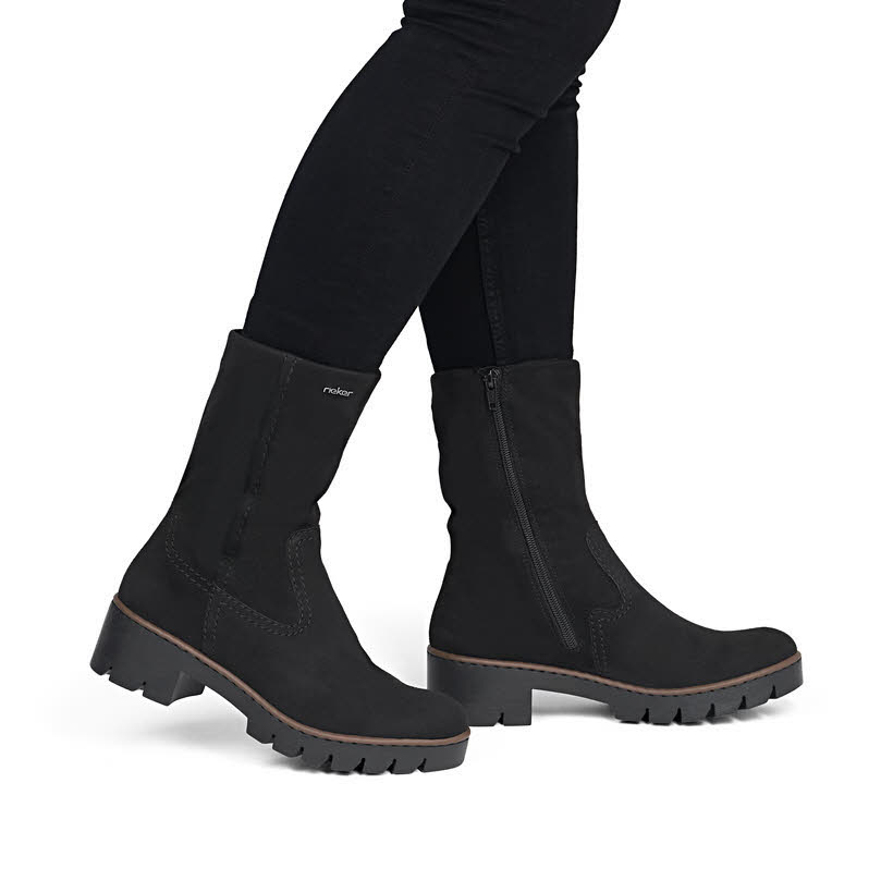 Rieker Damen Stiefeletten Kurzstiefel  schwarz