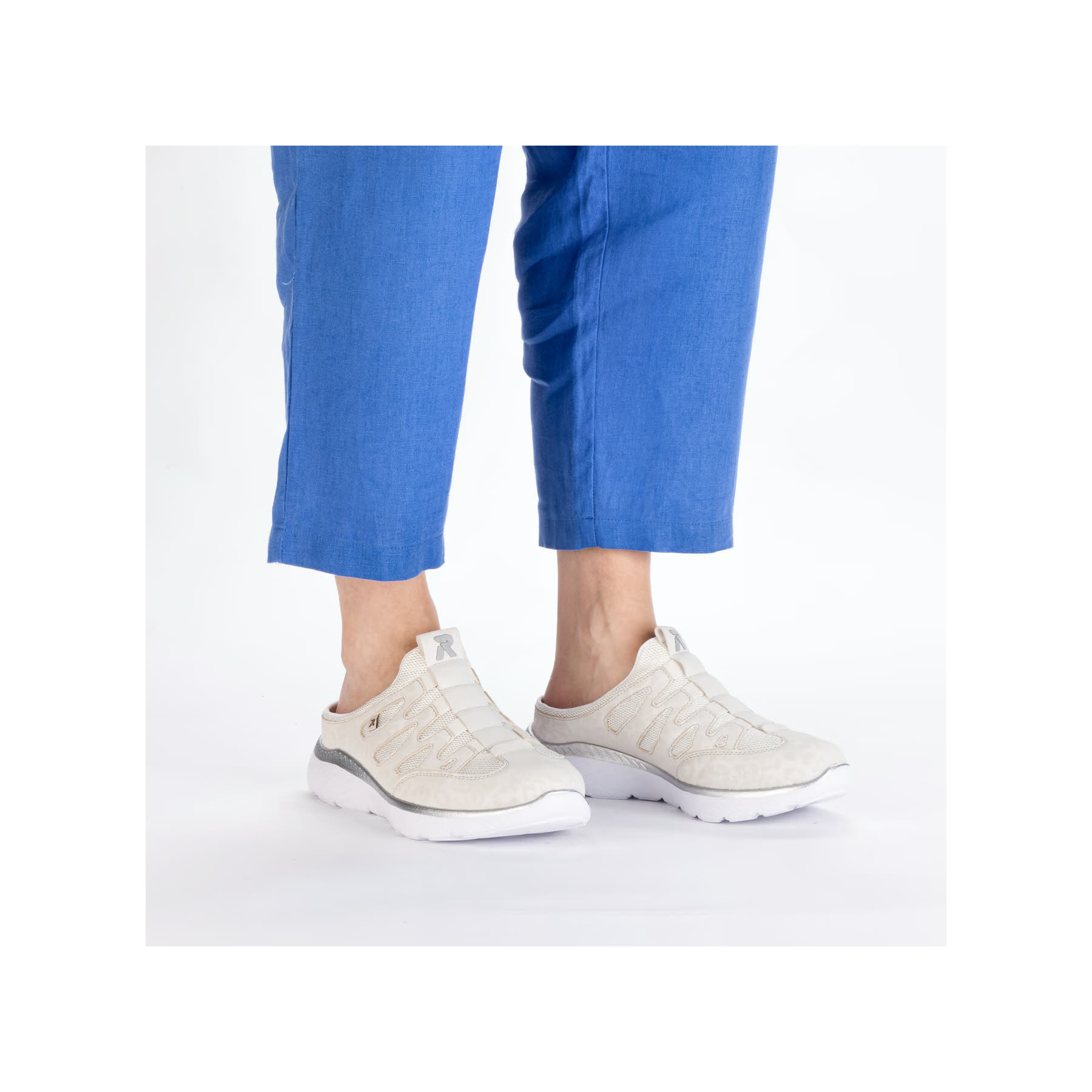 Rieker FSK Damen Halbschuhe Clogs Slipper beige/offwhite