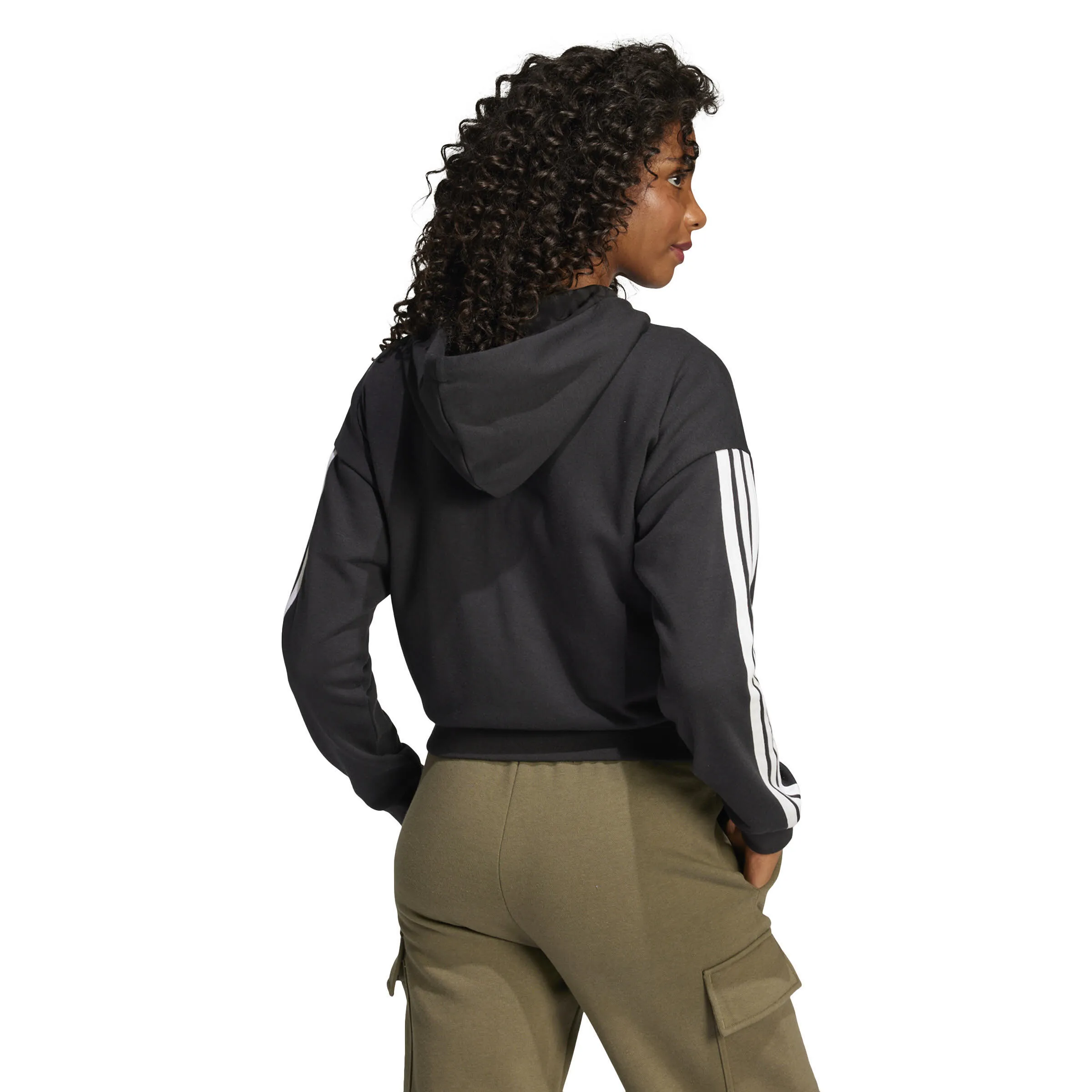adidas Essentials 3-Streifen French Terry Kapuzenjacke Damen schwarz