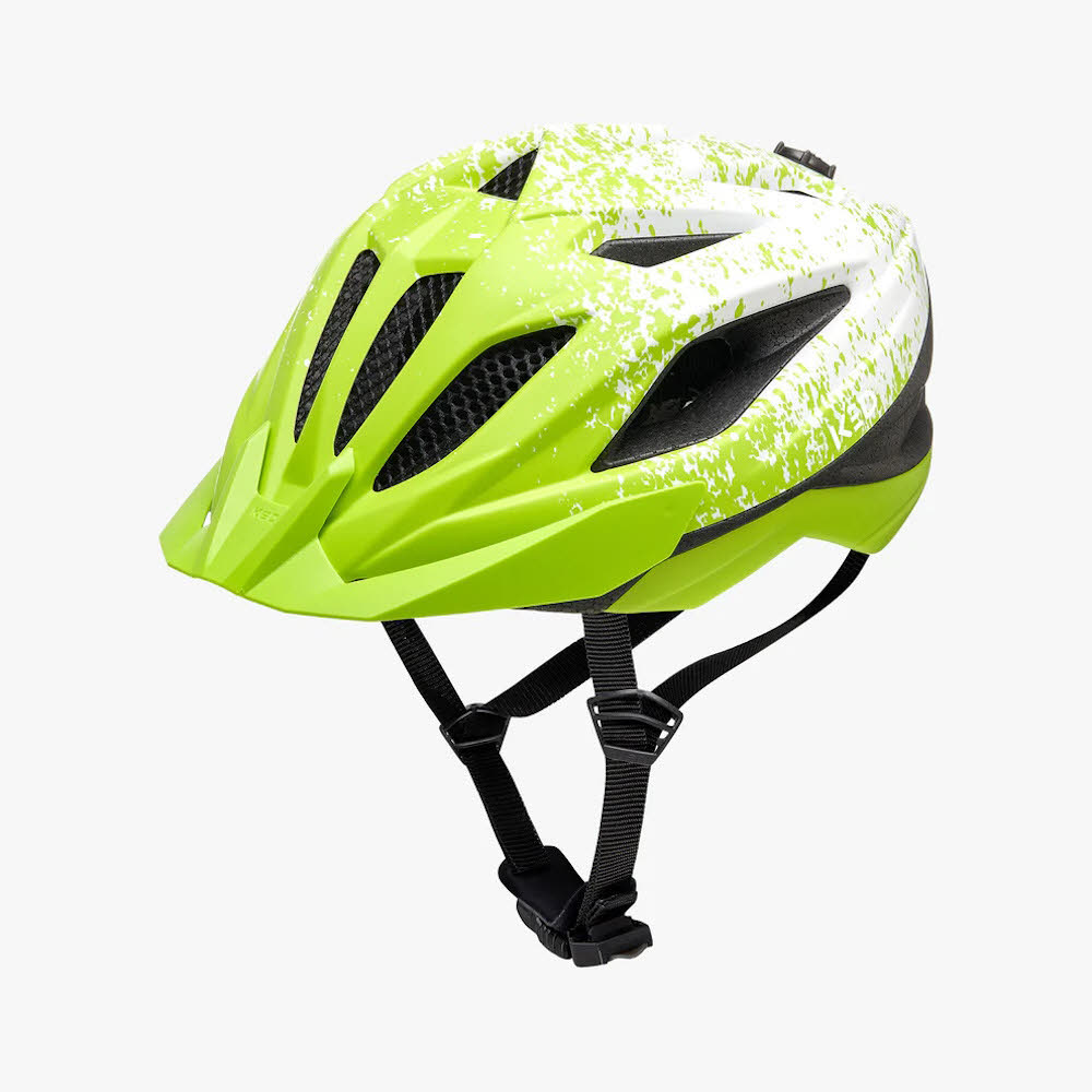 KED Street Jr. Pro Kinder Fahrradhelm lime green white matt