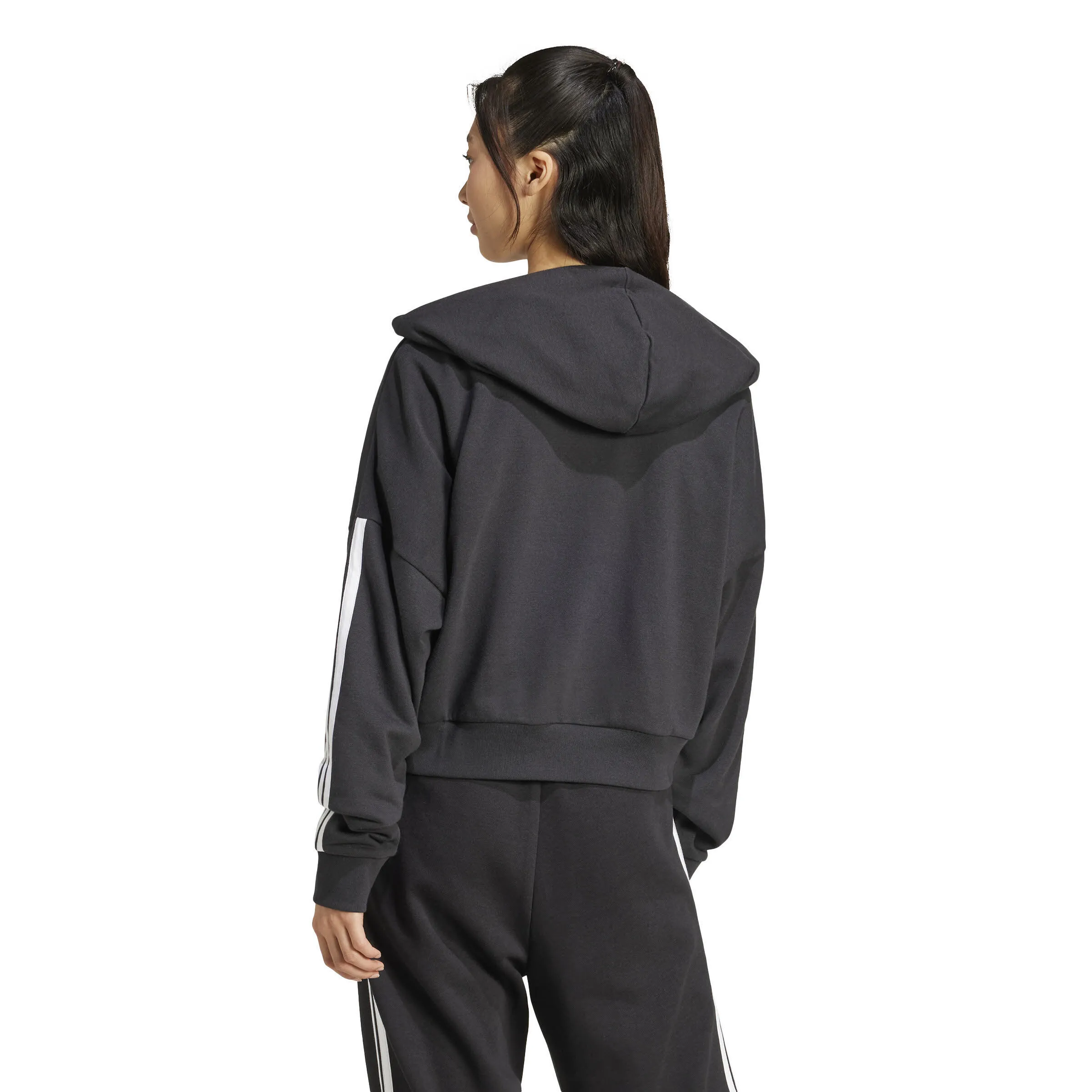 Essentials 3-Stripes French Terry Quarter-Zip Hoodie Damen schwarz