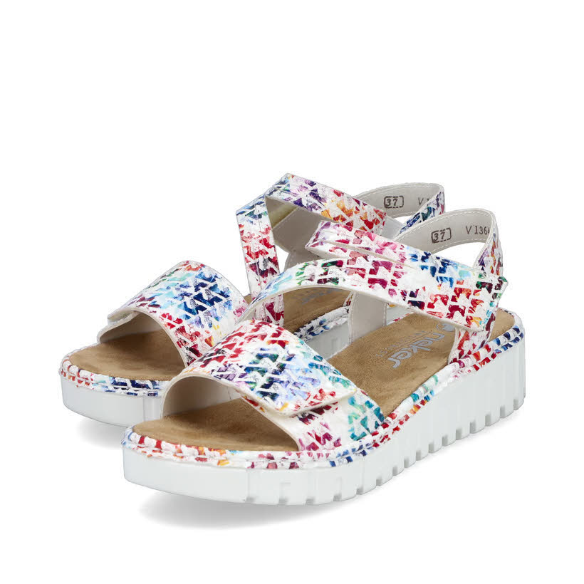 Rieker Damen Keilsandaletten weiß multicolor