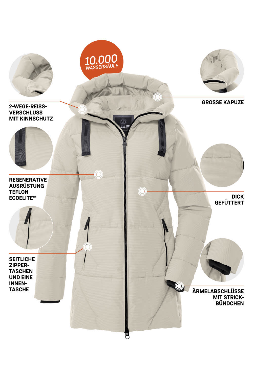 KILLTEC Freizeitmäntel Damen Steppparka champagner